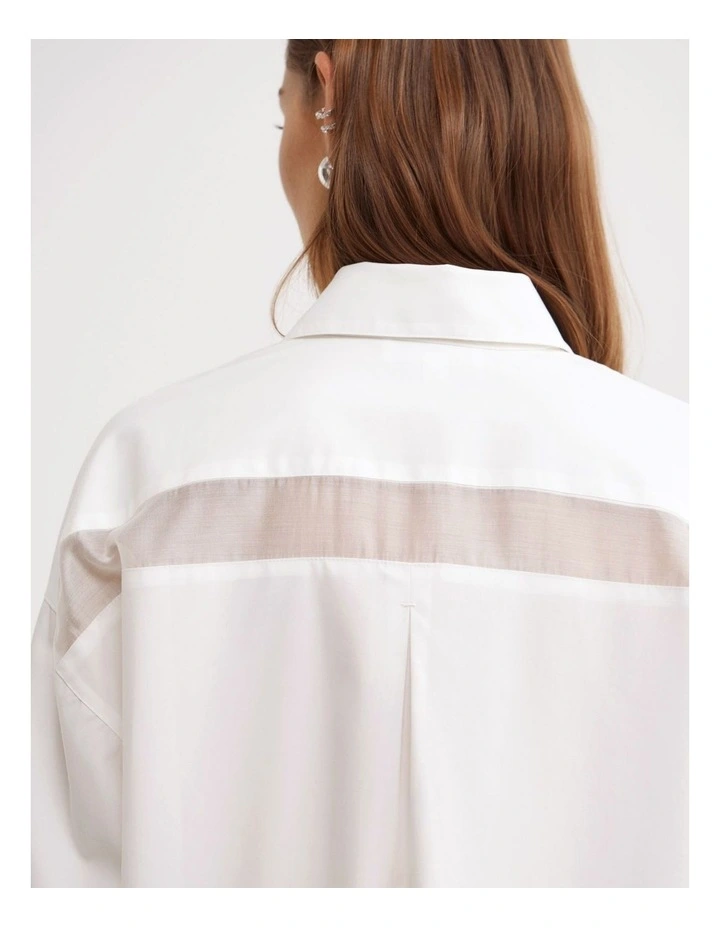 Sheer Insert Shirt in White image 5