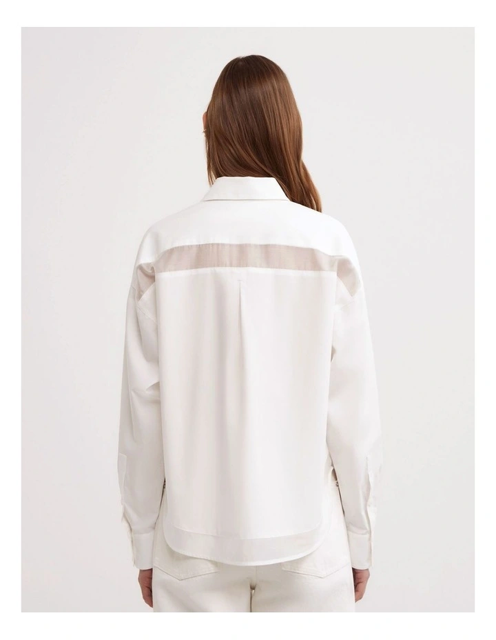 Sheer Insert Shirt in White image 6