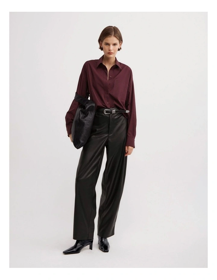 Sheer Insert Shirt in Wine image 2