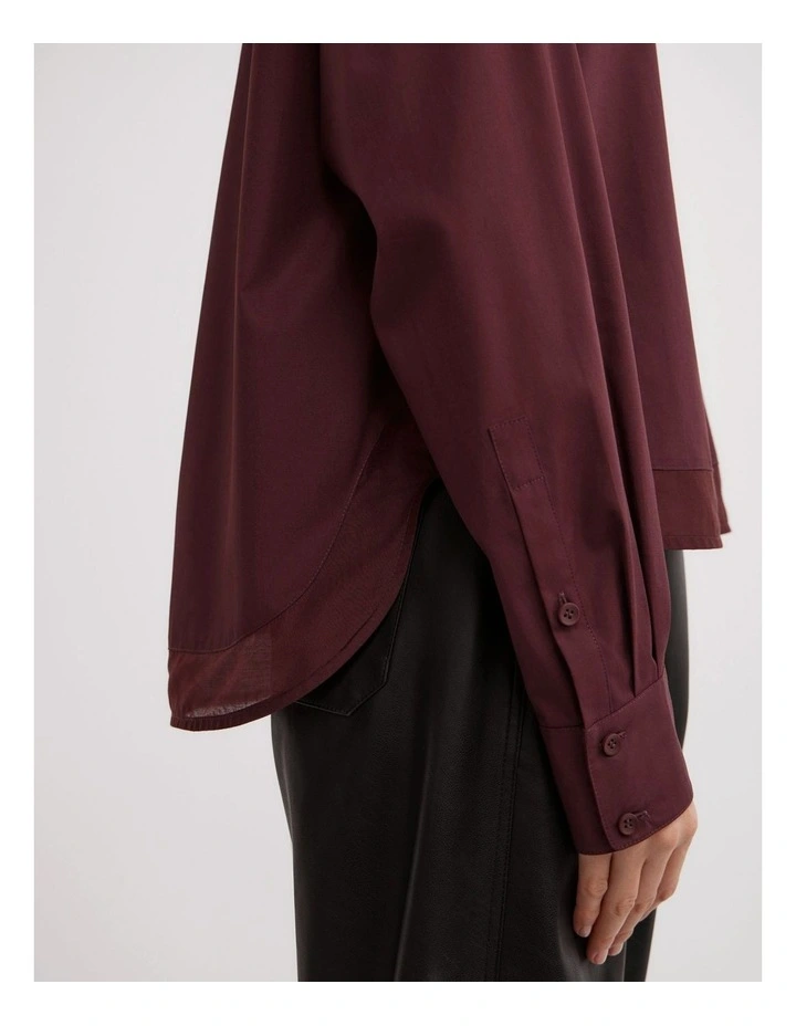 Sheer Insert Shirt in Wine image 4