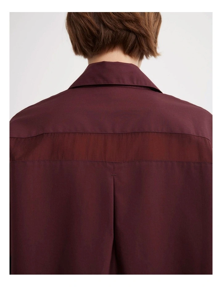 Sheer Insert Shirt in Wine image 5
