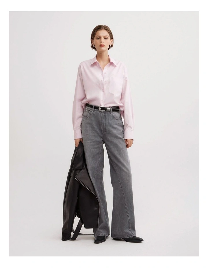 Sheer Insert Shirt in Pastel Pink image 2