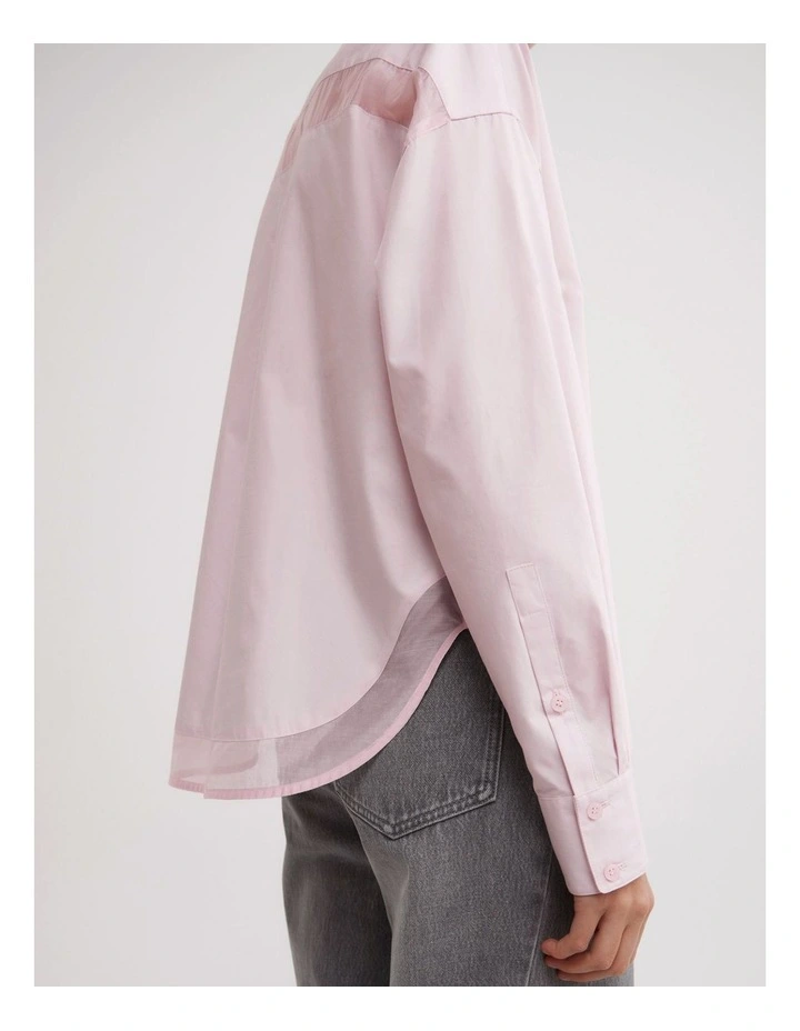Sheer Insert Shirt in Pastel Pink image 5
