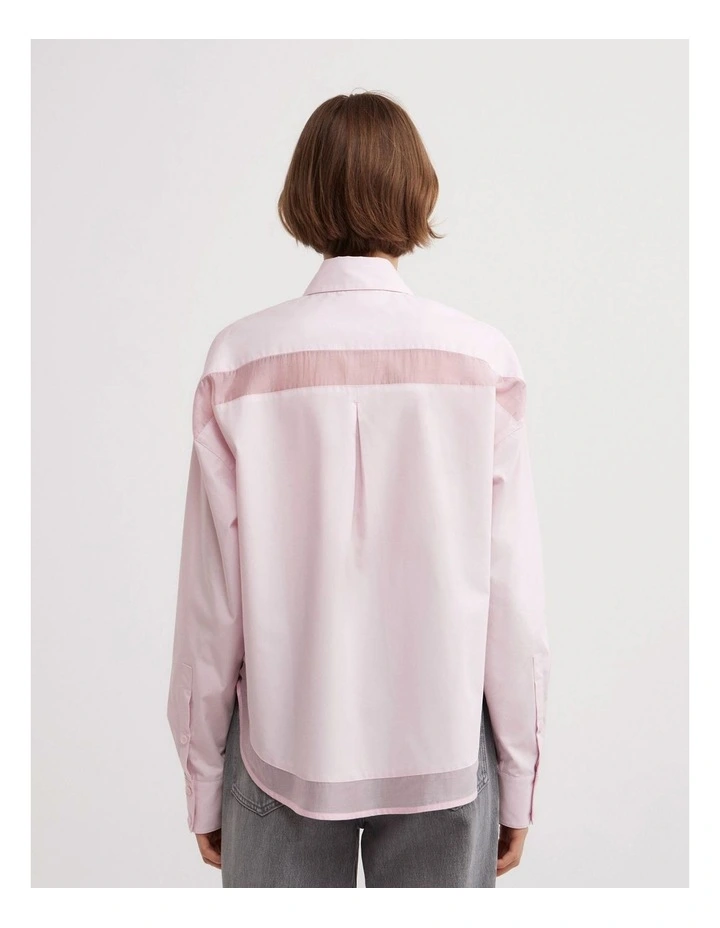 Sheer Insert Shirt in Pastel Pink image 6