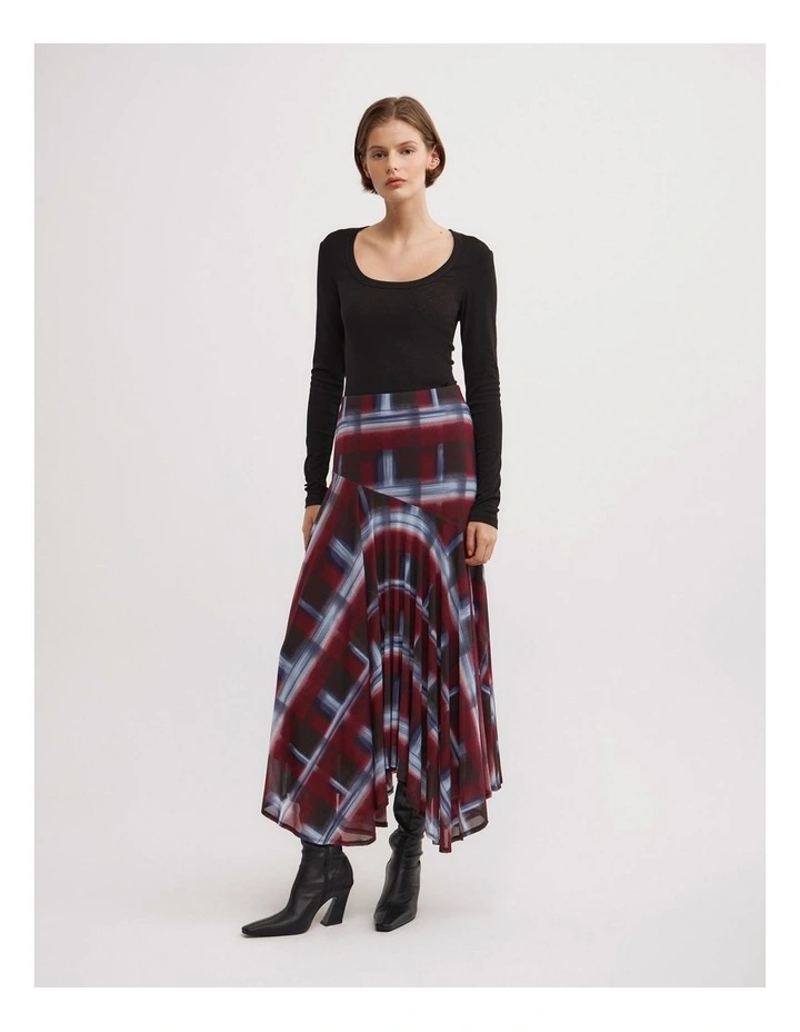 Asymmetric Drape Skirt in Fade Check image 1