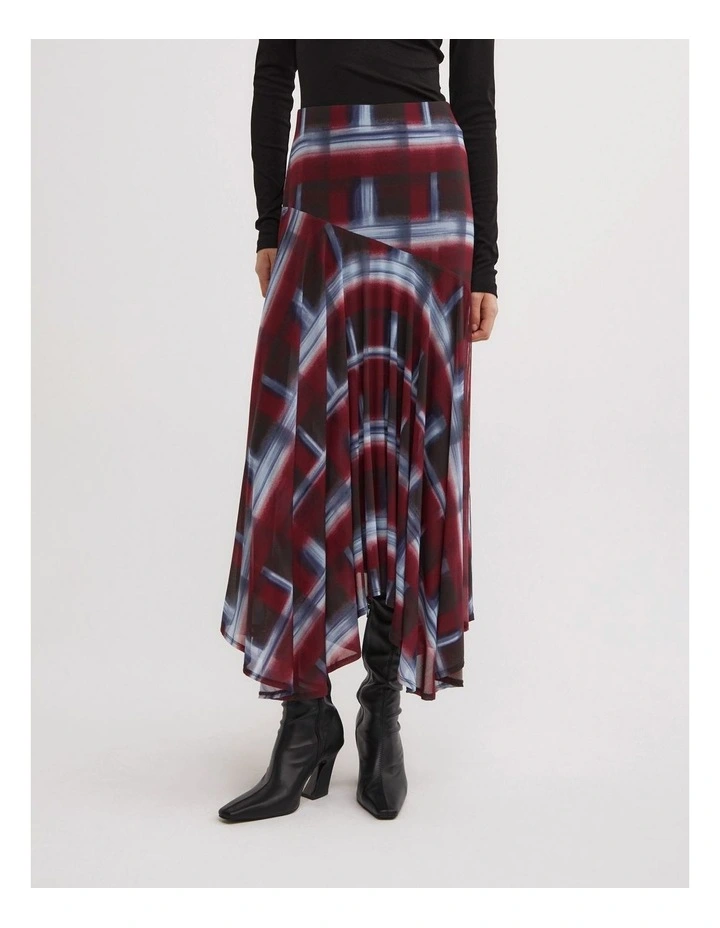 Asymmetric Drape Skirt in Fade Check image 2