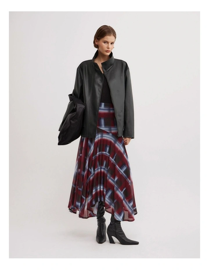 Asymmetric Drape Skirt in Fade Check image 3