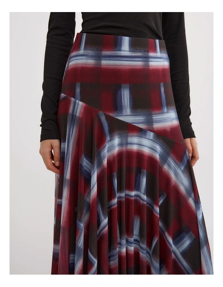 Asymmetric Drape Skirt in Fade Check image 4