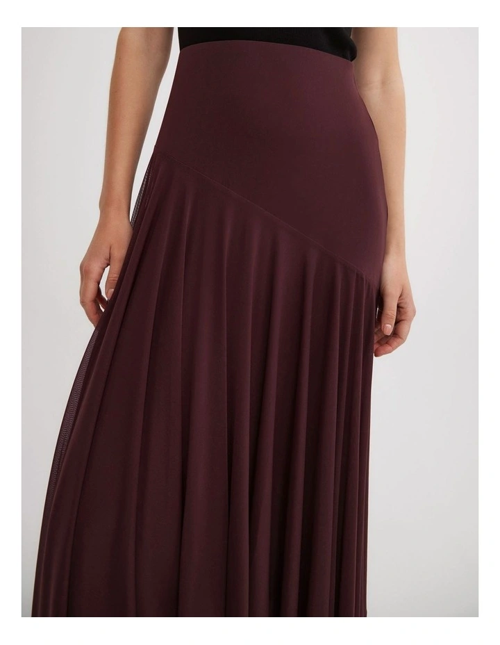 Asymmetric Drape Skirt in Wine image 3