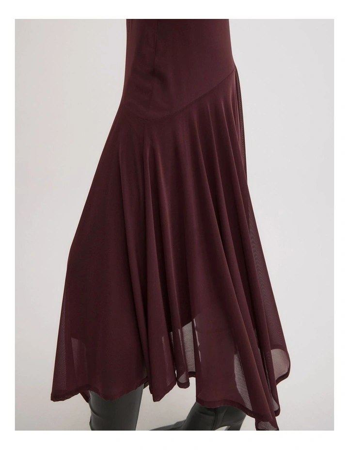 Asymmetric Drape Skirt in Wine image 4