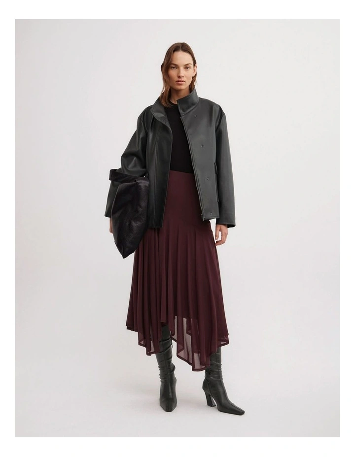 Asymmetric Drape Skirt in Wine image 5