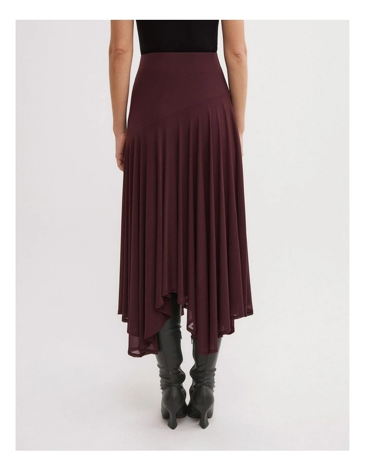 Asymmetric Drape Skirt in Wine image 6