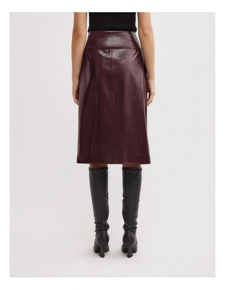 Buckle Wrap Skirt in Wine image 4