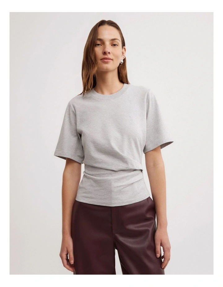 Wrap T-shirt in Light Grey Marle image 1