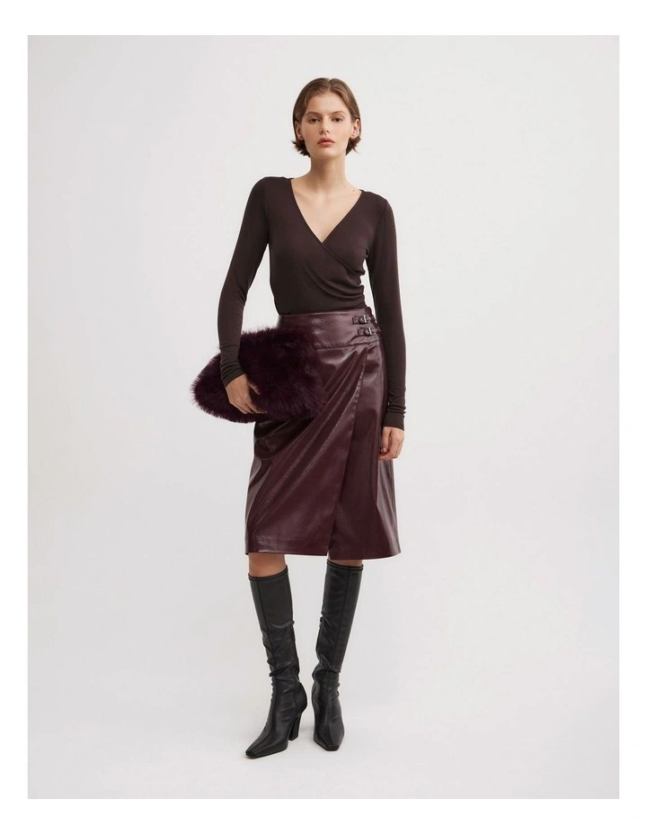 Wrap Jersey Top in Espresso image 2