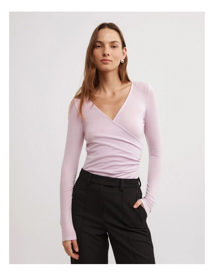 Wrap Jersey Top in Ballet image 1
