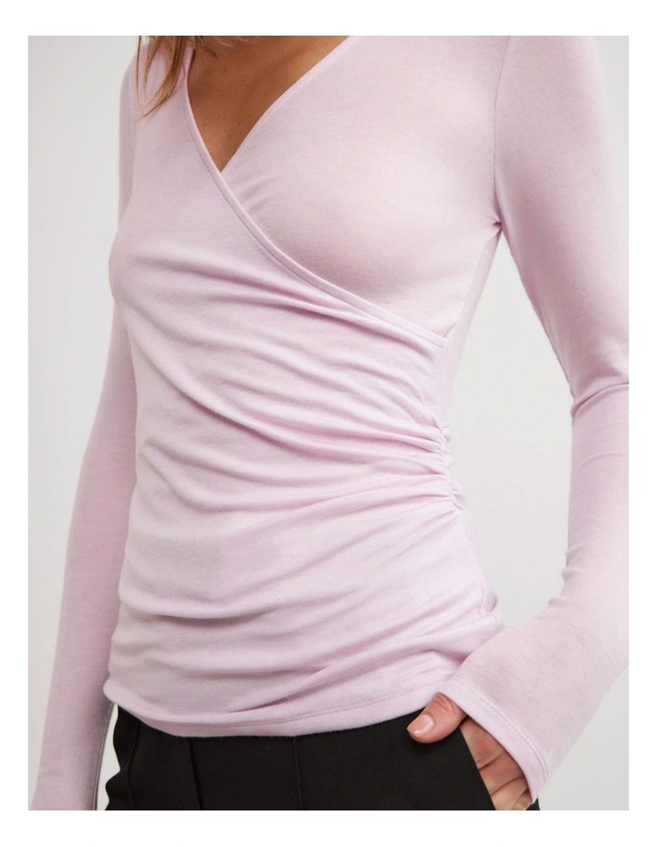 Wrap Jersey Top in Ballet image 3