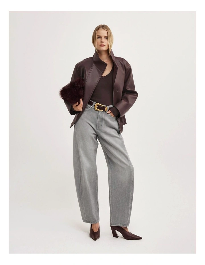 V-neck Long Sleeve Top in Espresso image 2