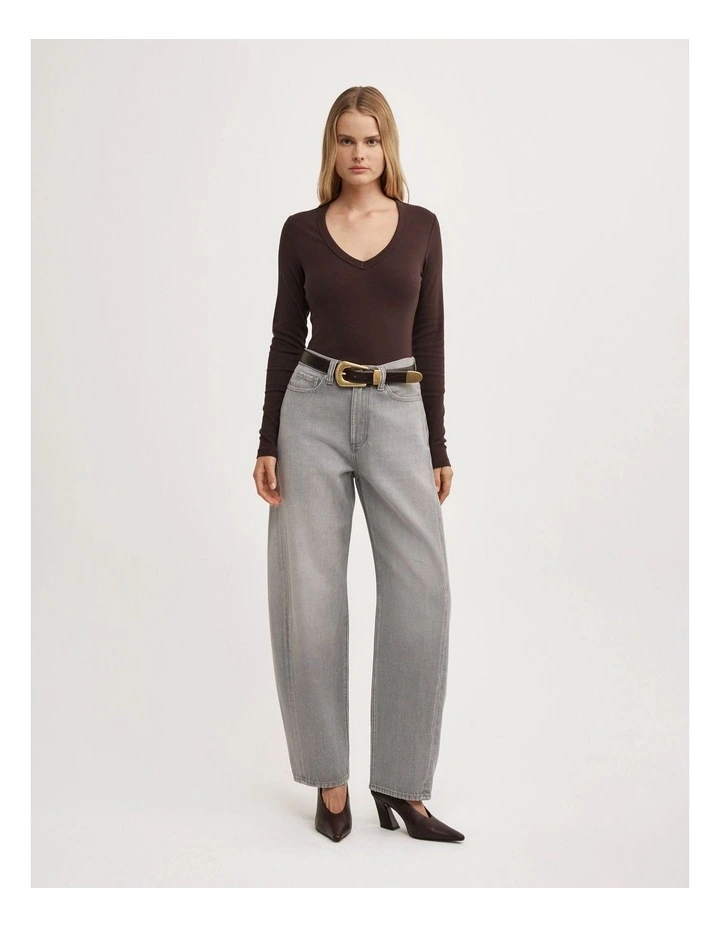 V-neck Long Sleeve Top in Espresso image 4