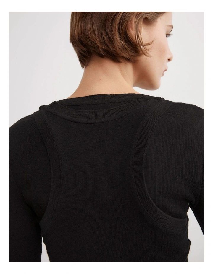 Long Sleeve Overlay Top in Black image 5