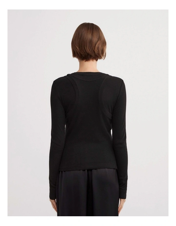 Long Sleeve Overlay Top in Black image 6