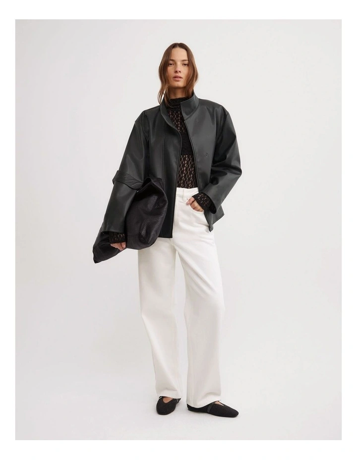 Textured Long Sleeve Top in Black image 2