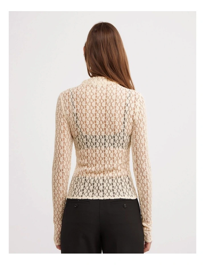Textured Long Sleeve Top in Vanilla image 5