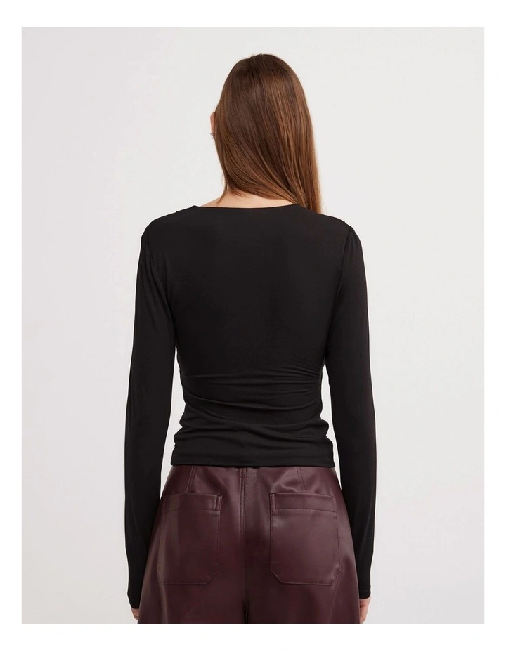 Cowl Neck Top in Black image 4