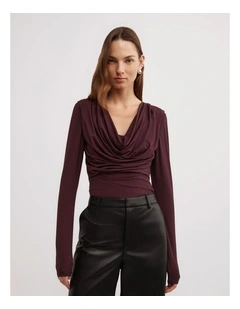 Cowl Neck Top in Wine