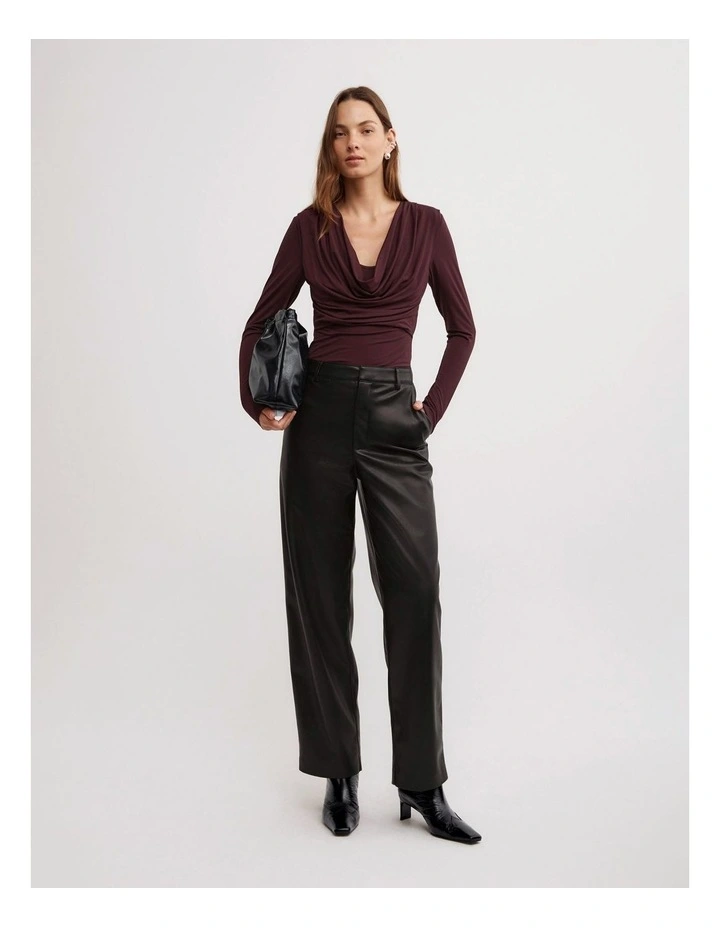 Cowl Neck Top in Wine image 2