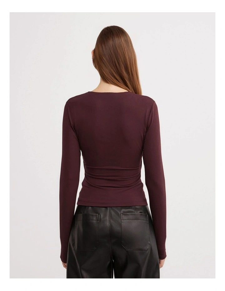 Cowl Neck Top in Wine image 4