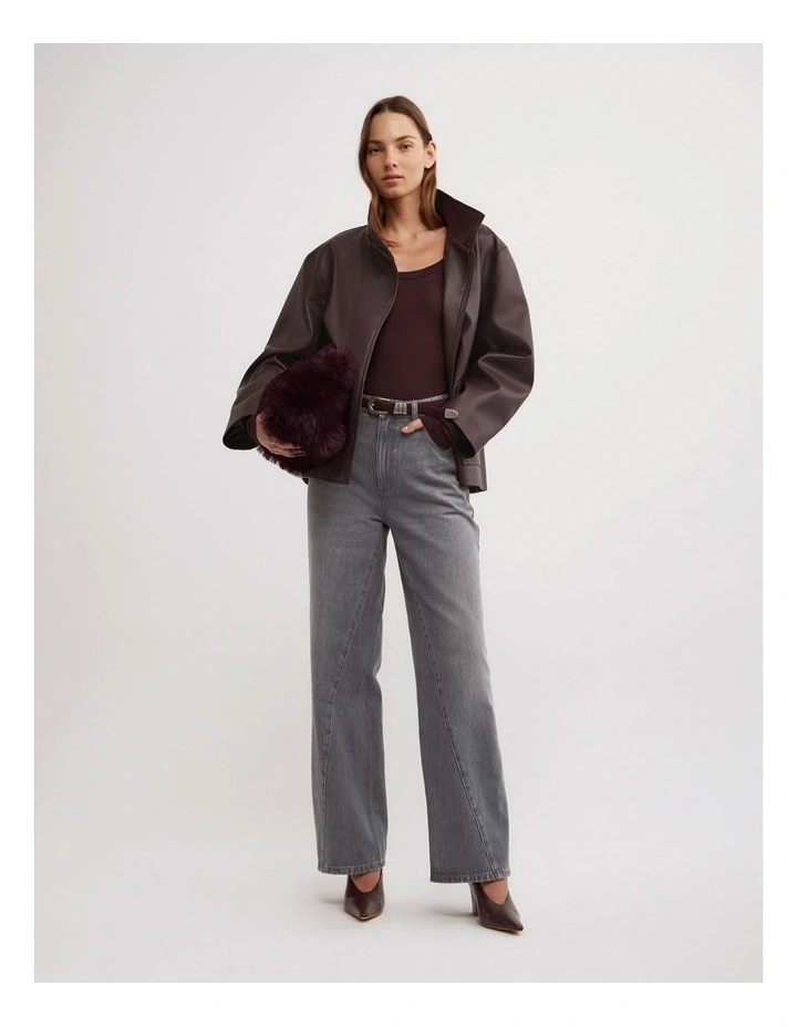 Scoop Neck Long Sleeve Top in Wine image 4