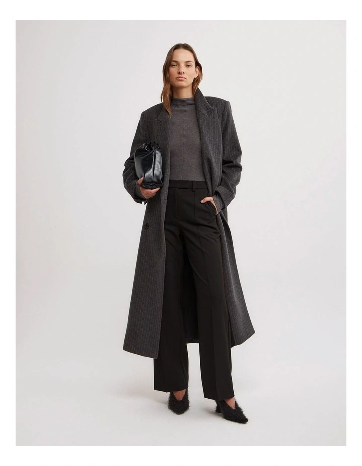 High Neck Long Sleeve Top in Charcoal Marle image 4