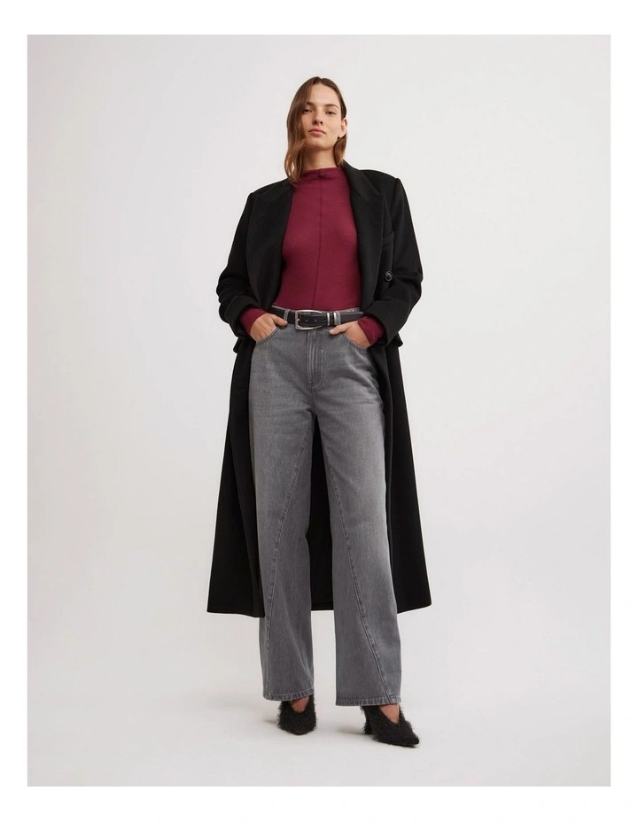 High Neck Long Sleeve Top in Oxblood image 4