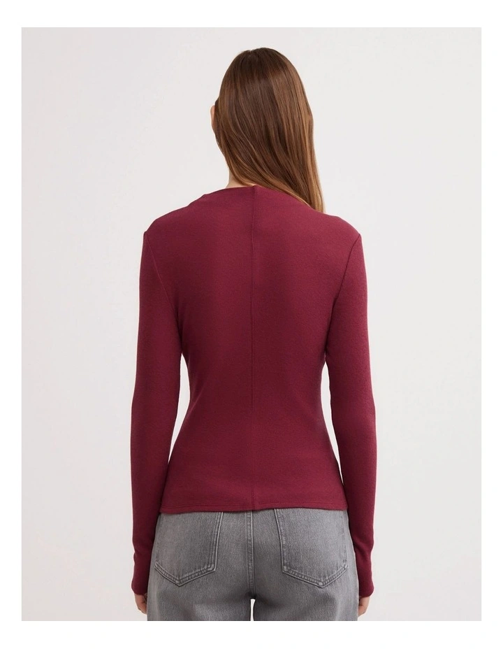 High Neck Long Sleeve Top in Oxblood image 5