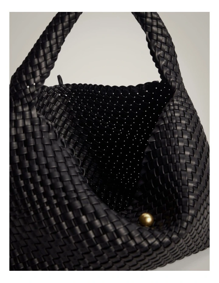 Isla Weave Bag in Black image 3
