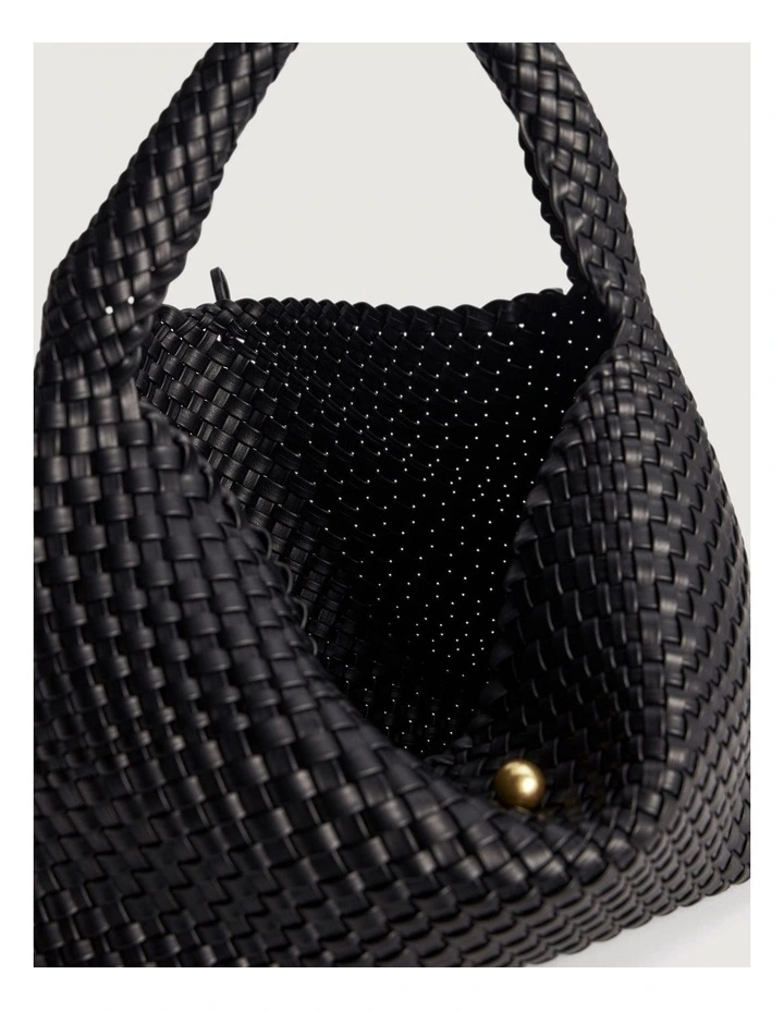 Isla Weave Bag in Black image 3