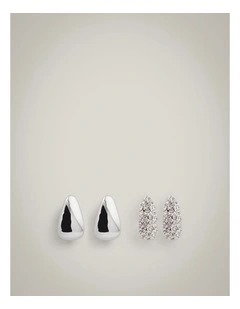 Hayley Huggie Earring Set in Silver