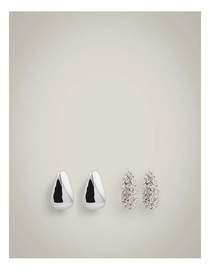 Hayley Huggie Earring Set in Silver image 1