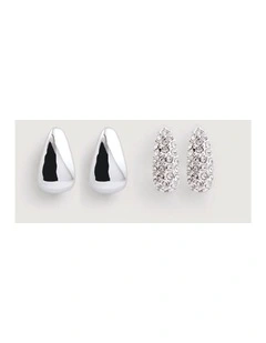 Hayley Huggie Earring Set in Silver