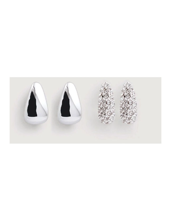 Hayley Huggie Earring Set in Silver image 1