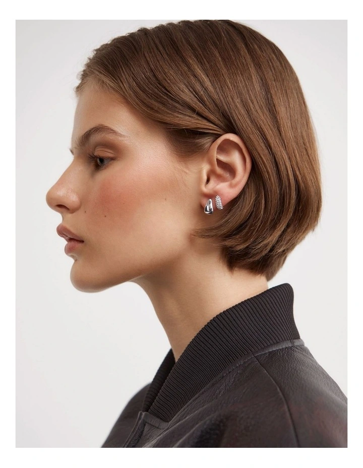 Hayley Huggie Earring Set in Silver image 2