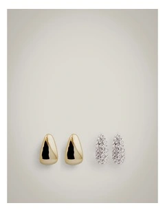 Hayley Huggie Earring Set in Gold