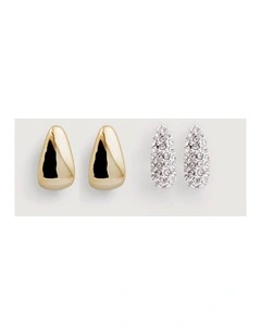Hayley Huggie Earring Set in Gold