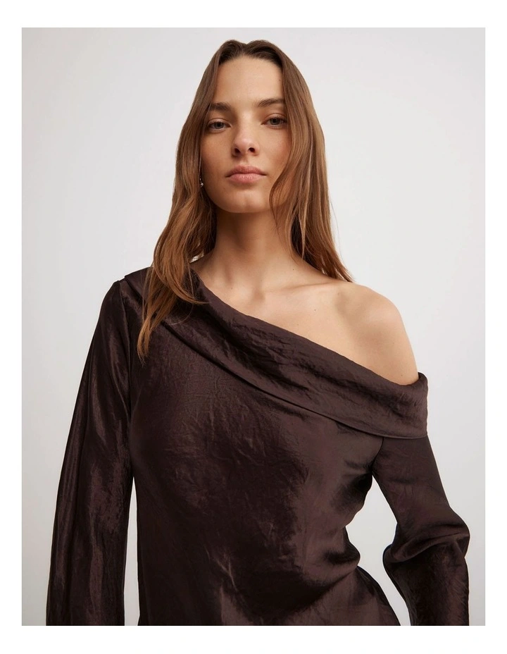 Asymmetric Shoulder Top in Espresso image 3