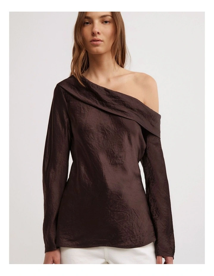 Asymmetric Shoulder Top in Espresso image 4