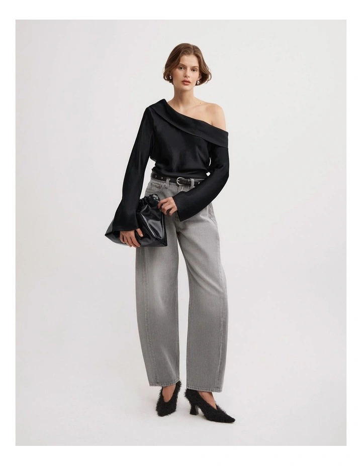 Asymmetric Shoulder Top in Black image 2