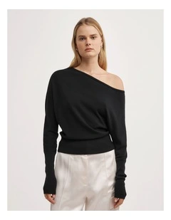 Fine Asymmetric Knit in Black