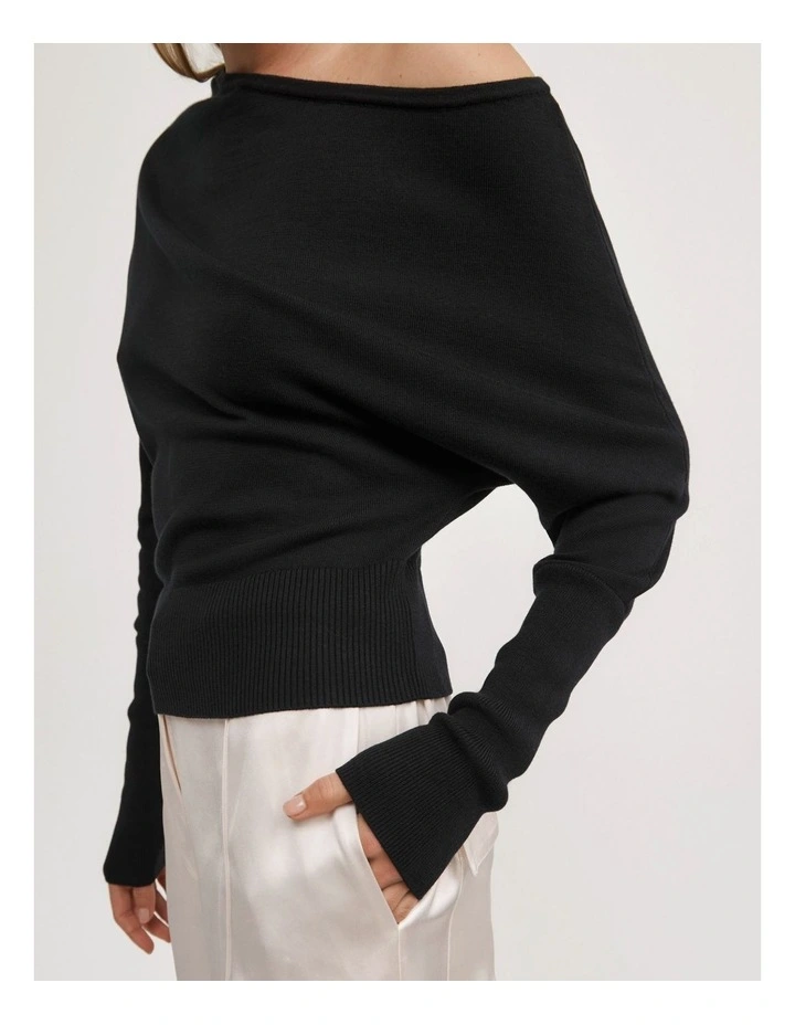 Fine Asymmetric Knit in Black image 3