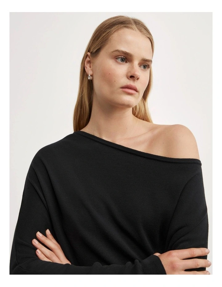 Fine Asymmetric Knit in Black image 4